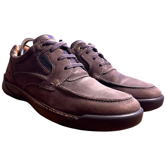 ECCO HydroMax Men's 44/US 10 Cocoa Brown Oiled Leather Shoes Oxford Tie Sneakers - Picture 7 of 13